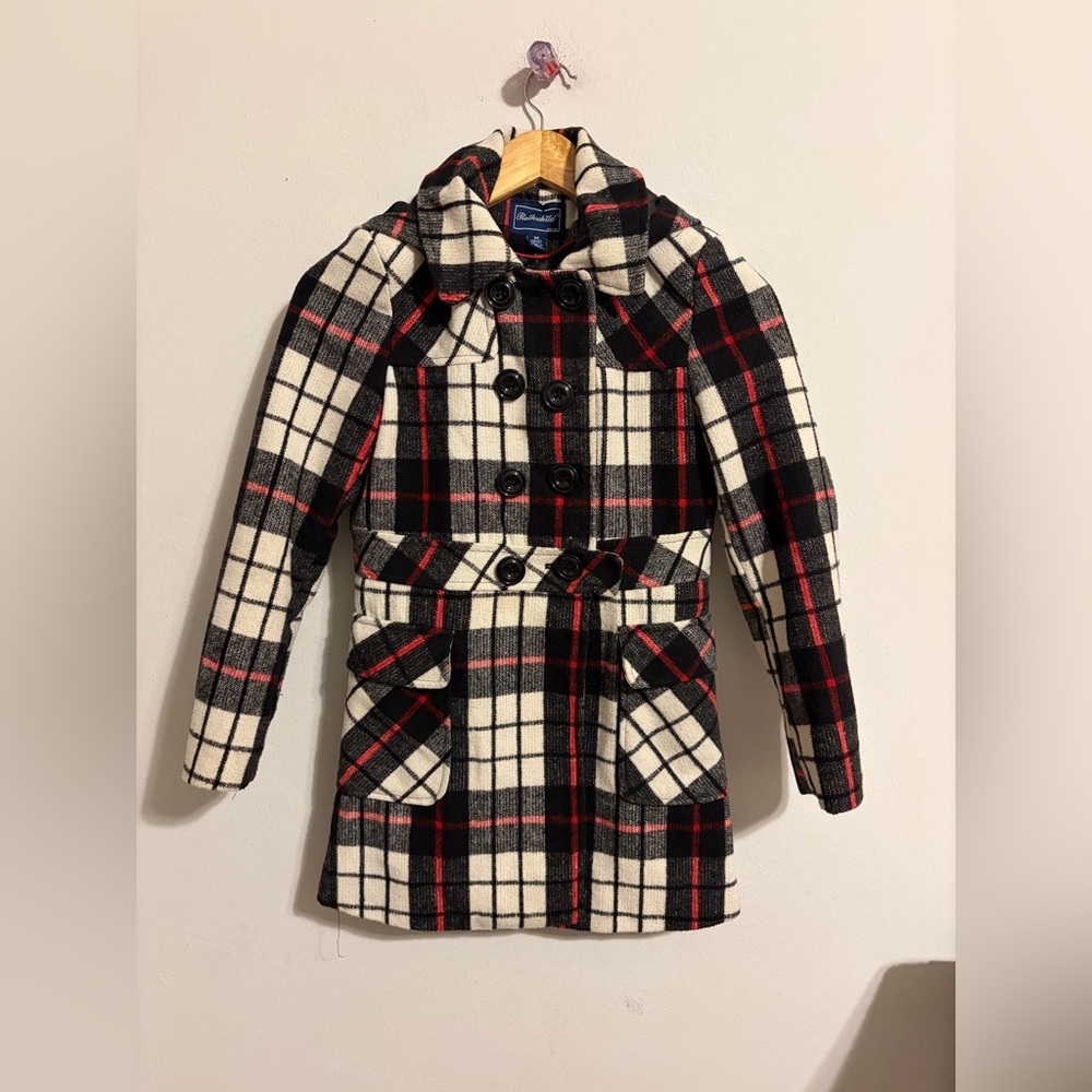 Rothschild Kids Plaid Pea Coat Jacket size 10 Girl
Plaid Red Black Winter Hooded